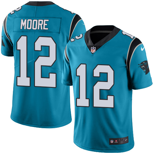 Nike Panthers #12 DJ Moore Blue Men's Stitched NFL Limited Rush Jersey